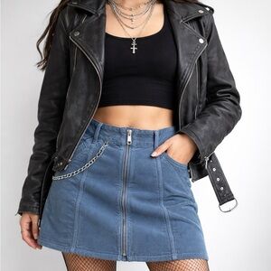 American Eagle Blue Corduroy Mini Skirt Hi-Rise A-Line Size 8 | Goth Grunge Y2K